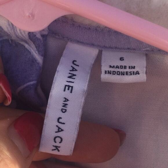 Janie and Jack Girls Dress Size 6 Blue Floral Fur Trim Ponte Rabbit Bunny Easter - Picture 2 of 9